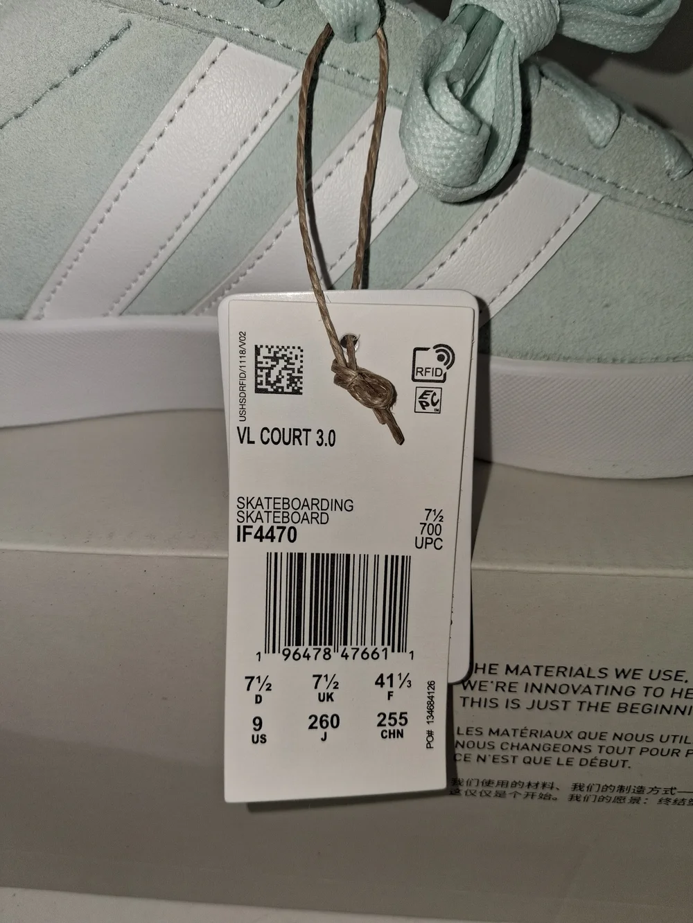 adidas Women's Mint Green Suede Sneakers with White Stripes - Picture 9 of 11